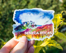 Load image into Gallery viewer, Seneca Rocks sticker being held in hand
