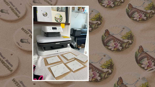 Decorated ceramic ornaments and a heat pressing machine