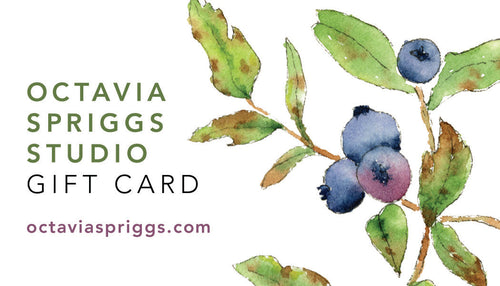 Octavia Spriggs Studio Gift Card for octaviaspriggs.com with image of blueberries